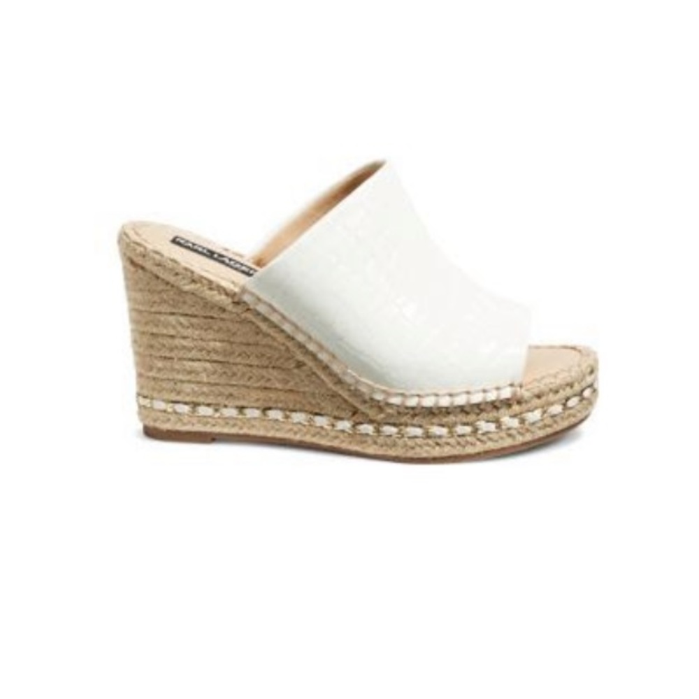 KARL LAGERFELD white espadrilles wedge sandals size 6